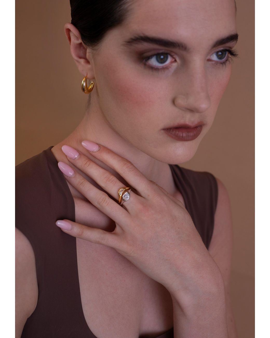 Zynnia Collective Metallic Two Tone Double Ring Set