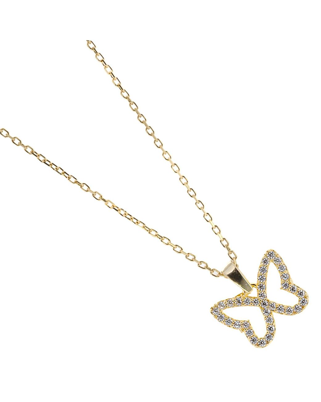 Ebru Jewelry Metallic Sparkly Butterfly Necklace