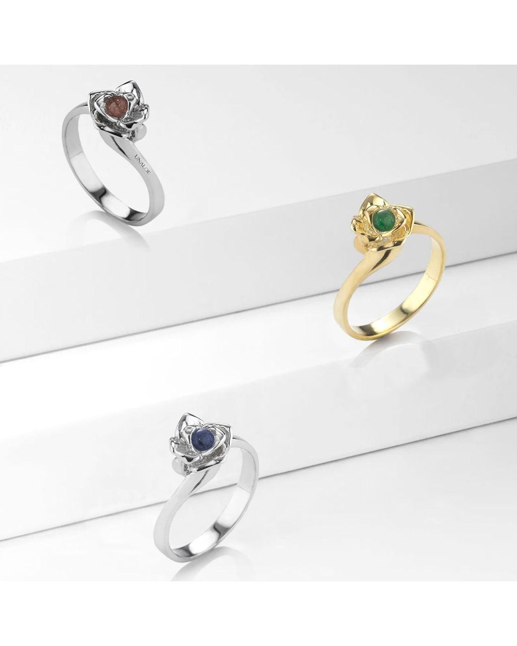 Unaloe Metallic Magnifica Ring, -Plated Emerald