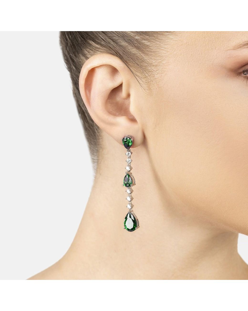 Latelita London Green Elizabeth Drop Earrings Emerald