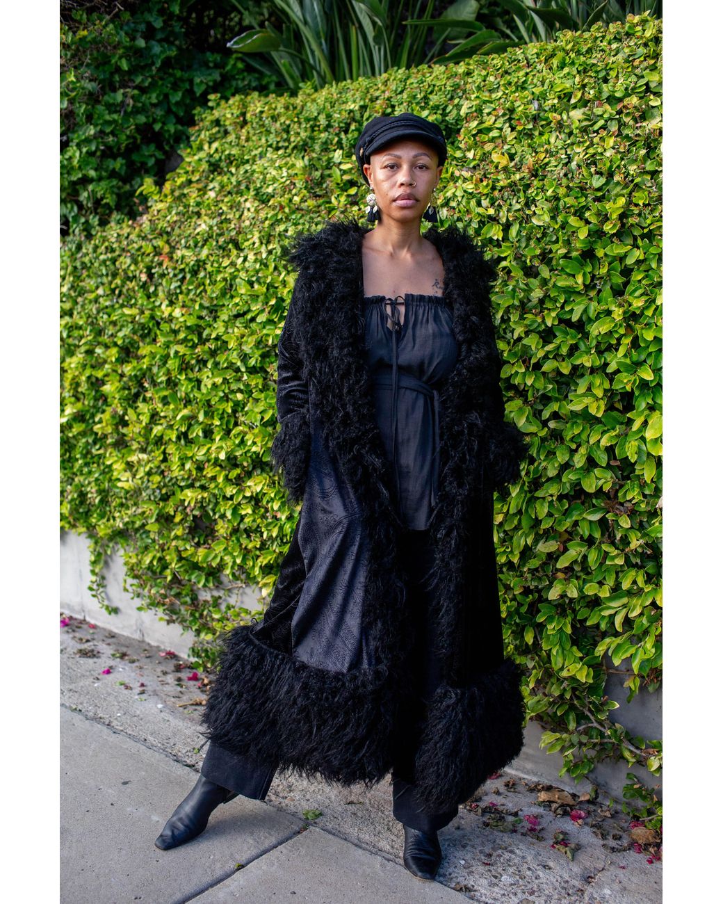 Jennafer Grace Black Penny Deluxe Baroque Velvet Faux Fur Jacket