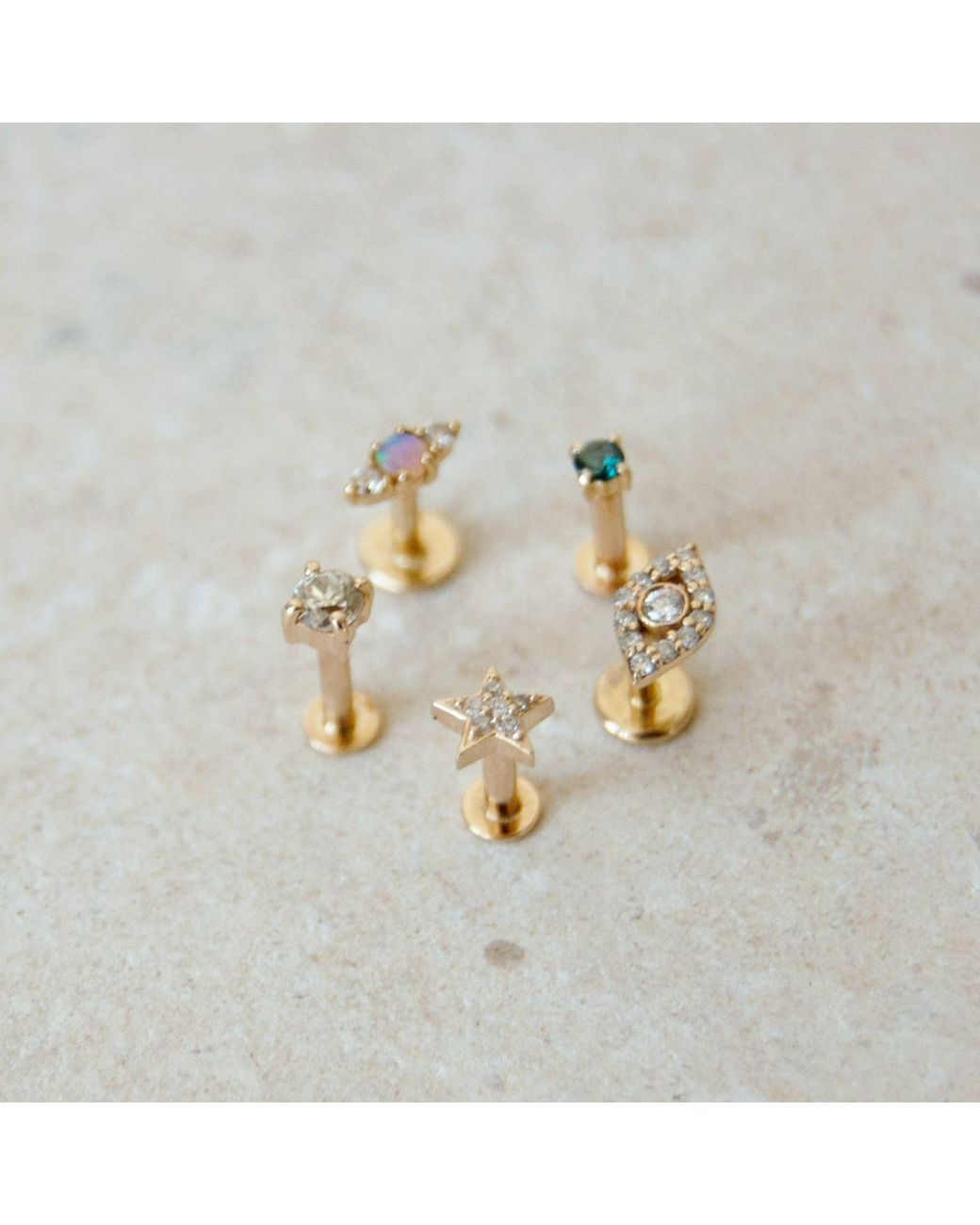 Zohreh Metallic Diamond Solitaire Flat Back Earring Solid 9K