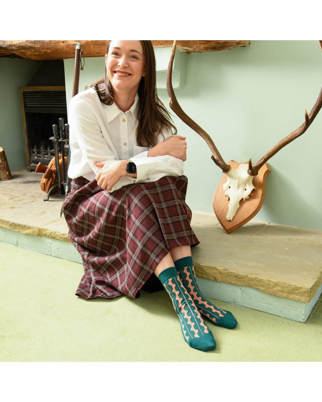 Peper Harow - Made in England Green Groove Socks –