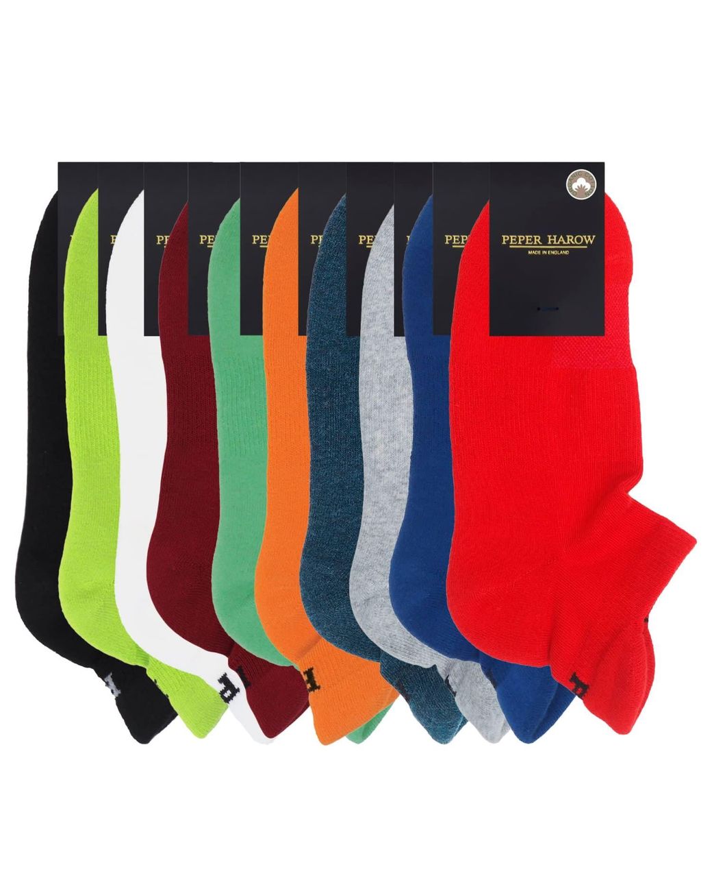 Peper Harow - Made in England Red Trainer Sports Socks Ten Pack Bundle – Organic for men