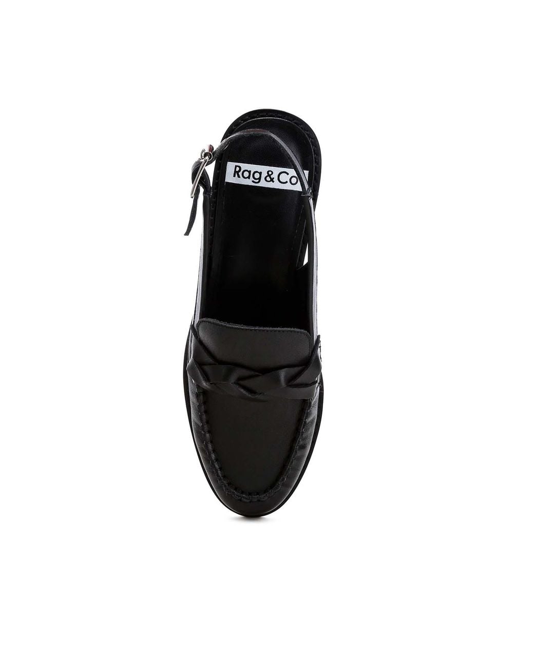 Rag & Co Black Jemykin Genuine Leather Loafer Sandals