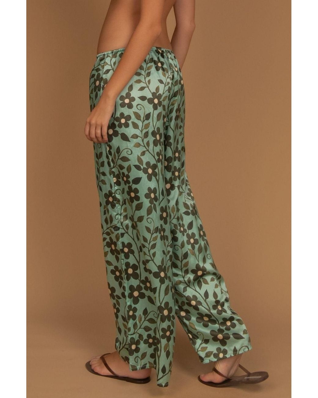Montce Green Aquamarine Drawstring Wide-Leg Pant