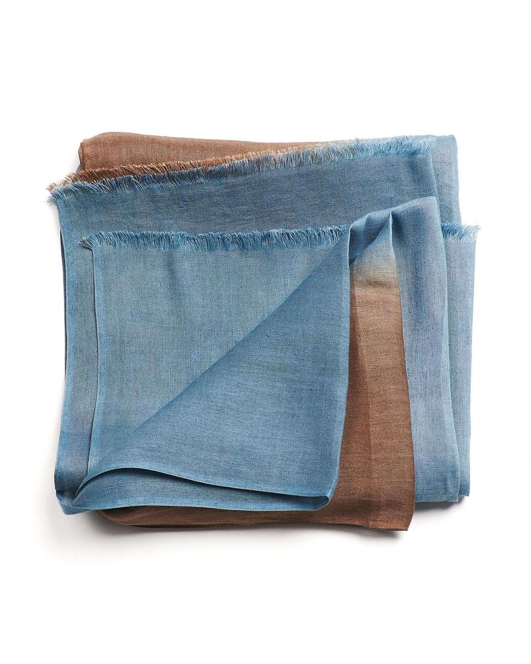 Variously Blue Mahogany Sky Ombre Linen Silk Handloom Scarf