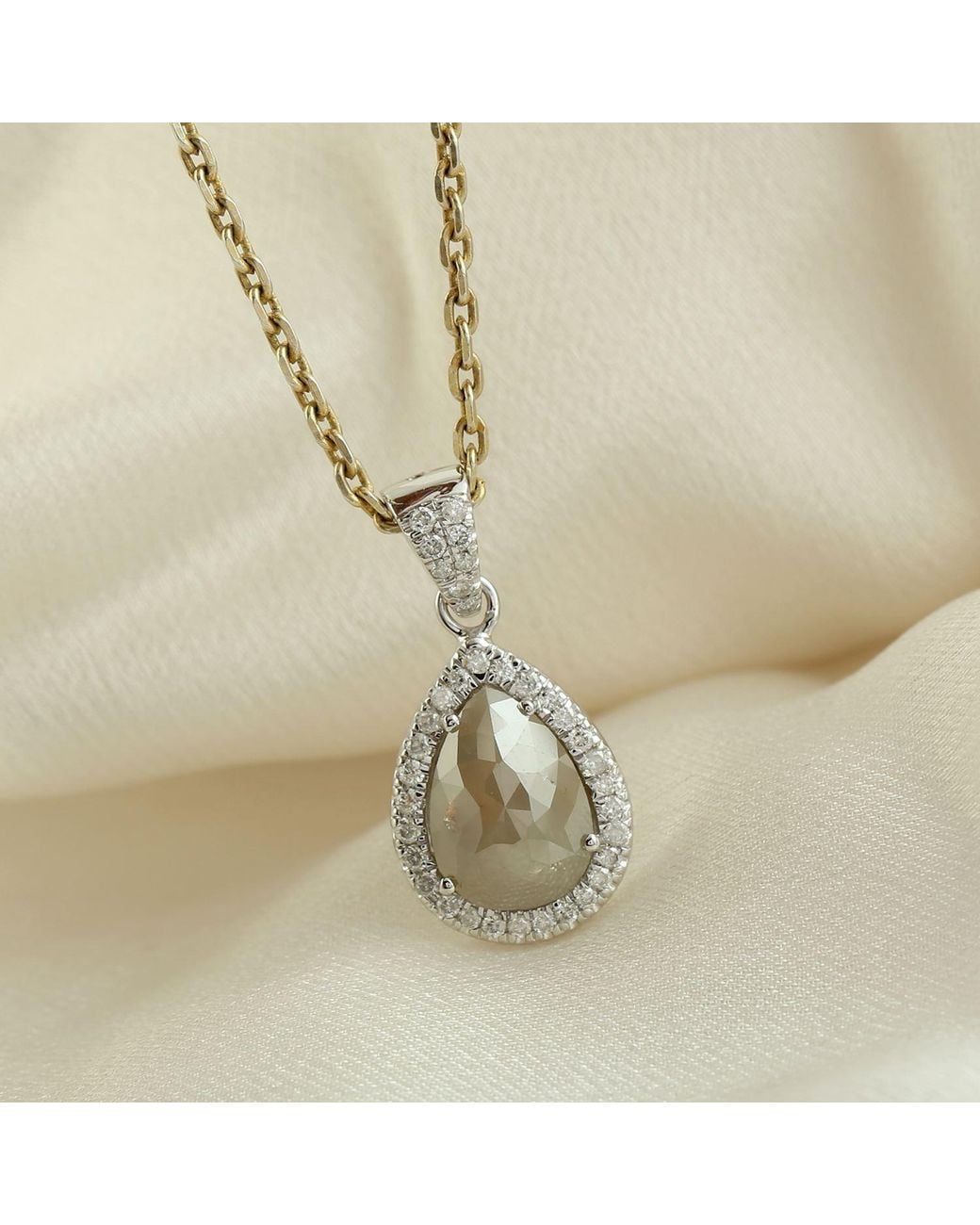 Artisan Metallic 18K Ice Diamond & Diamond Teardrop Pendant