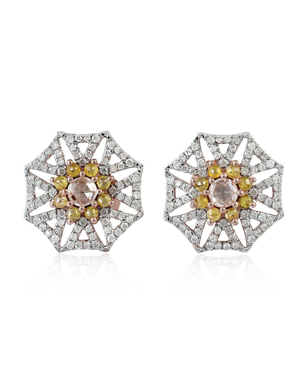 Artisan Metallic 18K & Diamond And Diamond Sunburst Earrings
