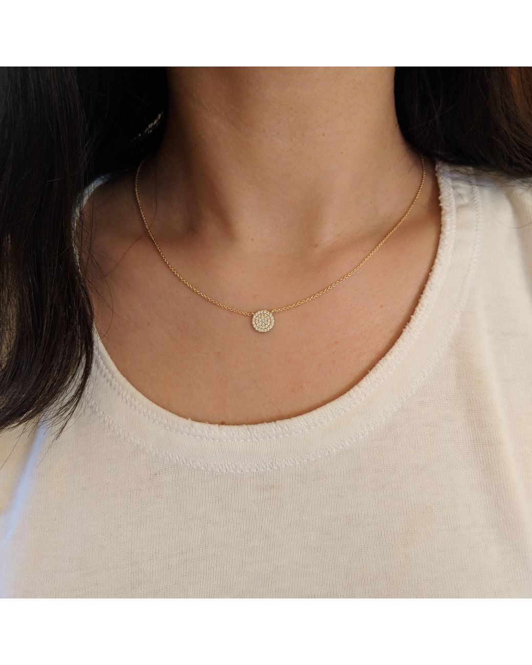 KAMARIA Metallic Pave Disk Necklace