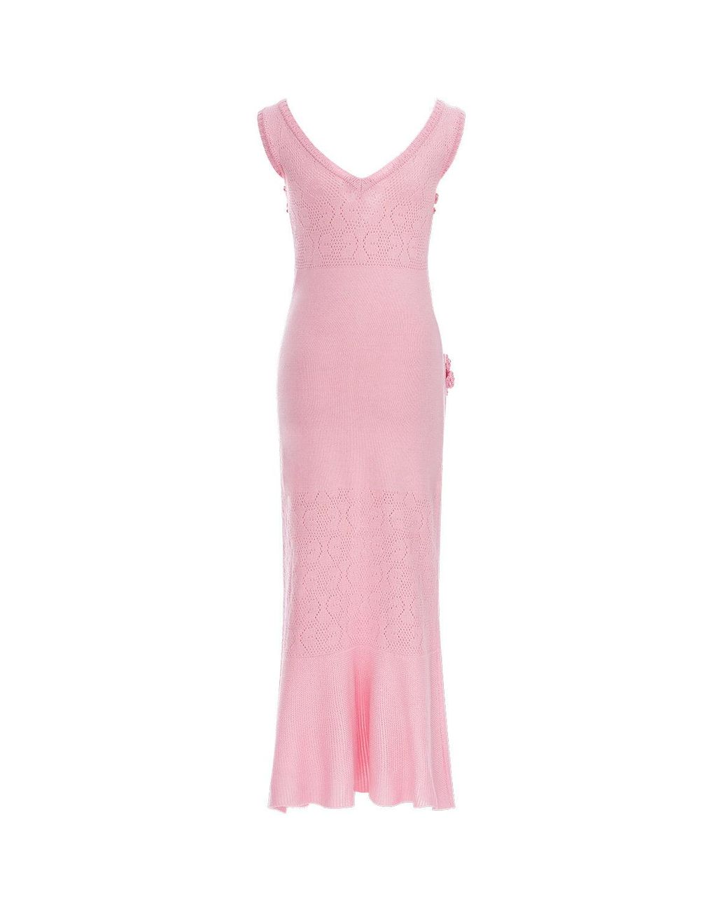 Andreeva Pink Rose Vanilla Knit Dress With Handmade Knit Details