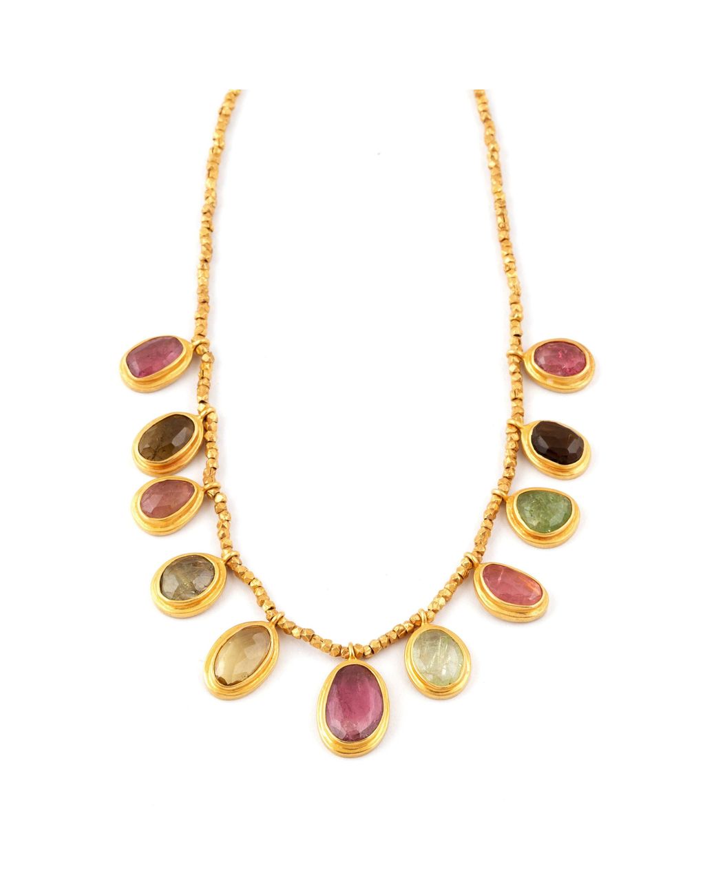 Opium Jewels Metallic Tourmaline Droplet Bead Necklace