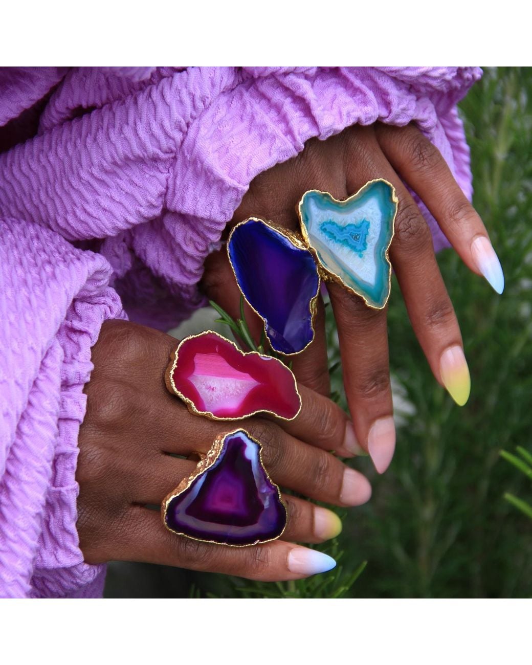YAA YAA LONDON Green Ultra Mega Gemstone Statement Ring
