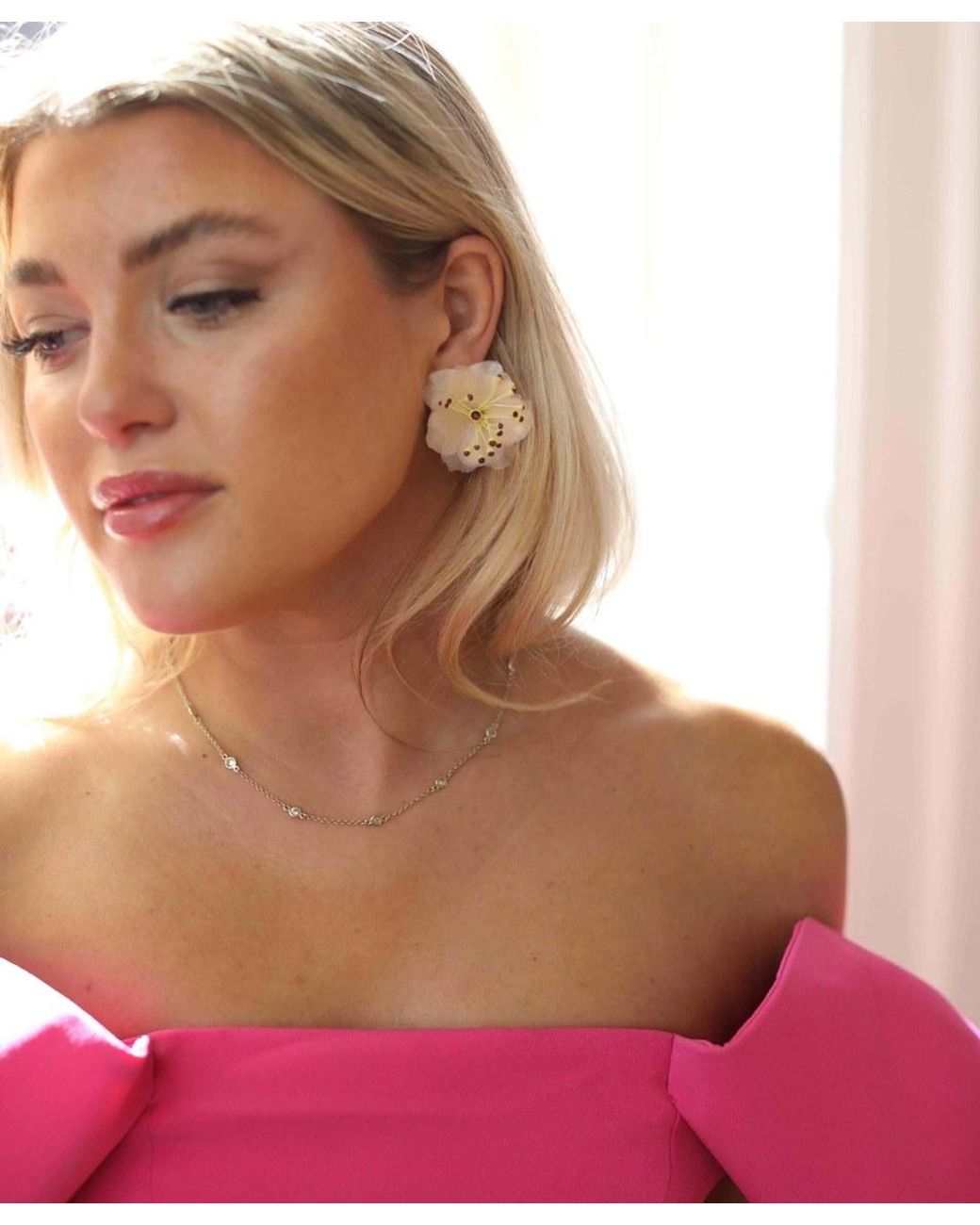 The Pink Reef Metallic Blush Chiffon Stud