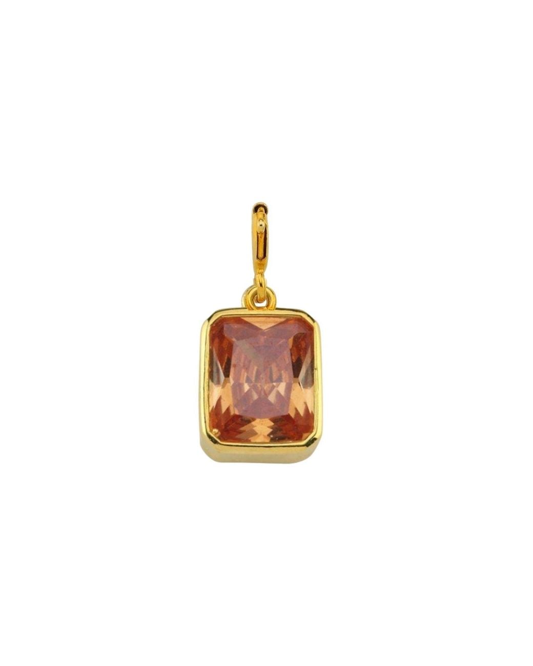 LINYA JEWELLERY Brown Champagne Rectangular Crystal Charm