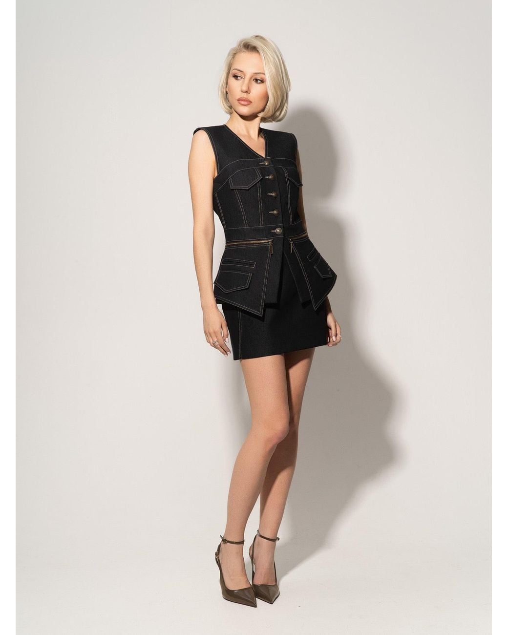 Tia Dorraine Black Denim Mini Skirt