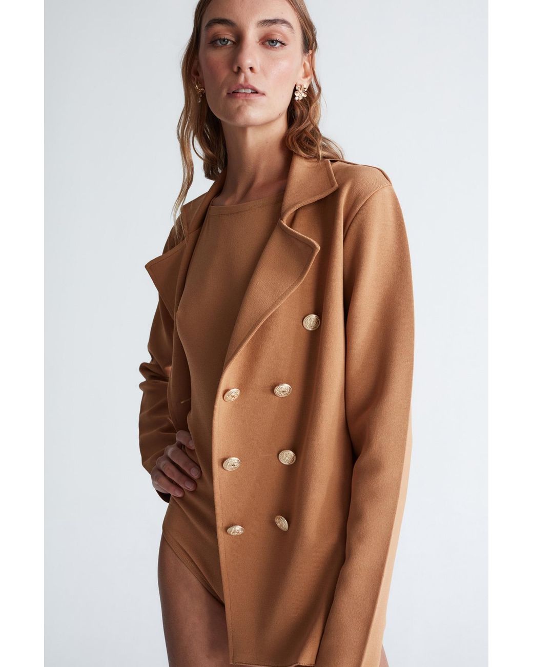 Peraluna Brown Katherine Standard Cut Knit Blazer