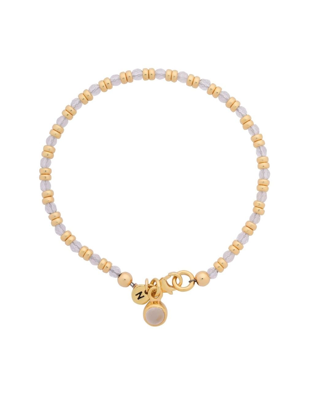 Nellou Jewellery Metallic Neutrals Linear April Birthstone Bracelet Crystal Plated Sterling