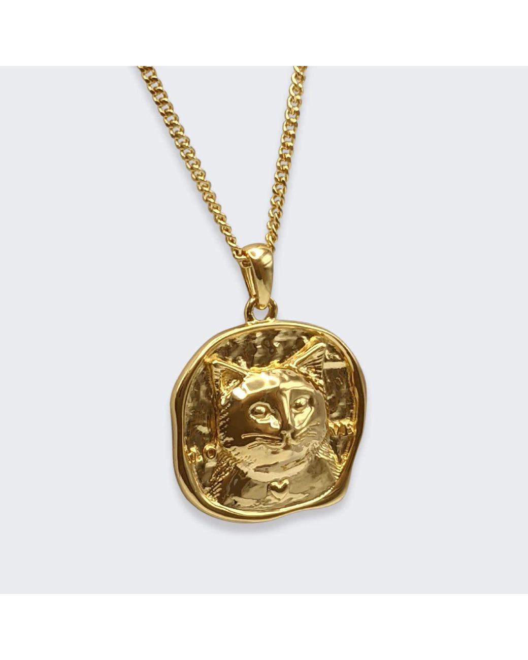 Frenvyrn Metallic Lars 18K Vermeil Cat Coin Necklace for men