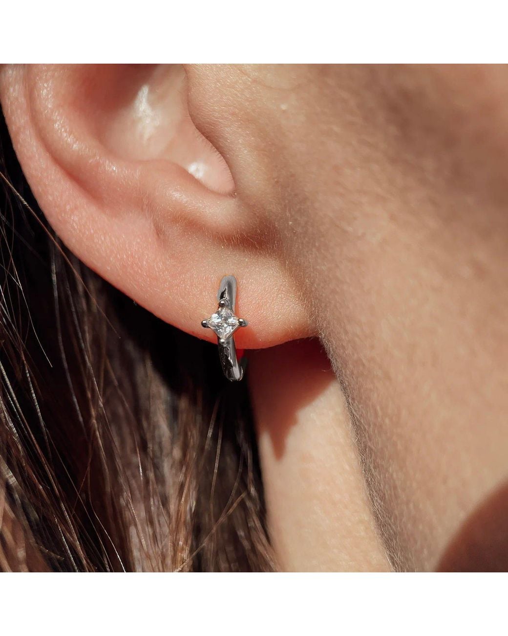 Sophelia Metallic Small Diamond Huggie Minimalist Hoop Earrings