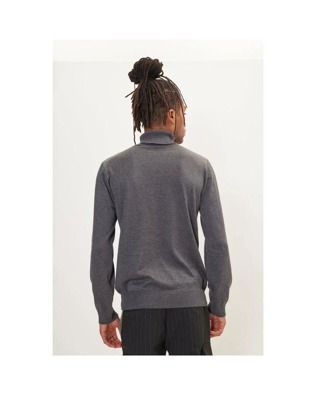 Ron Tomson Gray Rollneck Knit Sweater for men