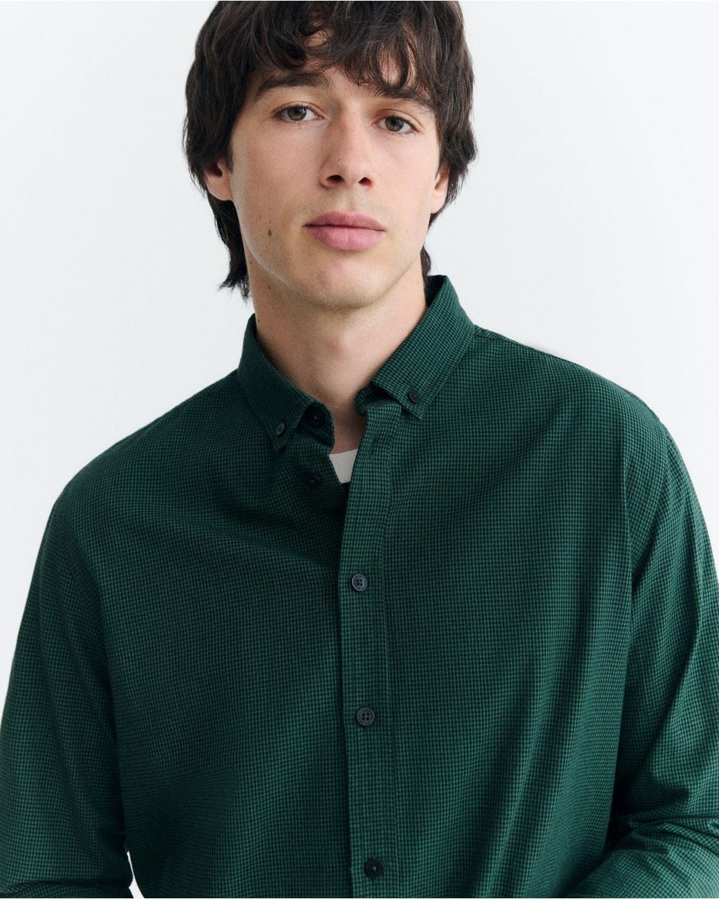 Thinking Mu Green Ant Dark Checkered Shirt for men