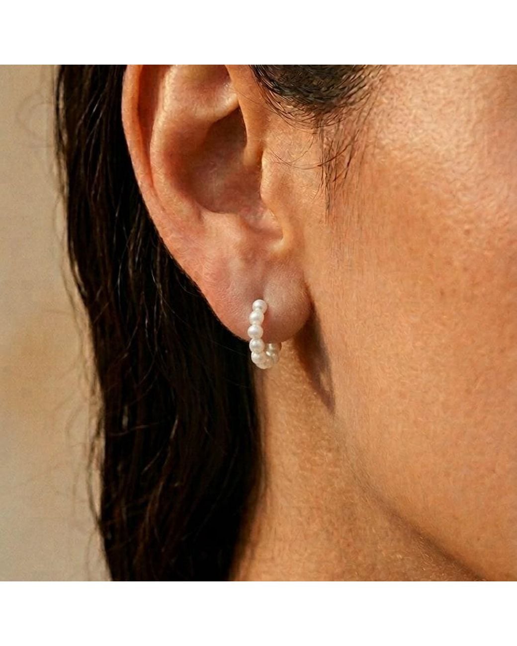 With Love Darling Metallic Hoop Pearl Earrings Small