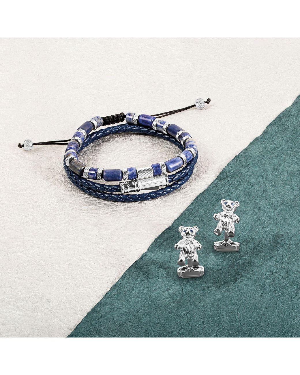 Tateossian Multicolor Thompson Sodalite Twist Beaded Bracelet for men