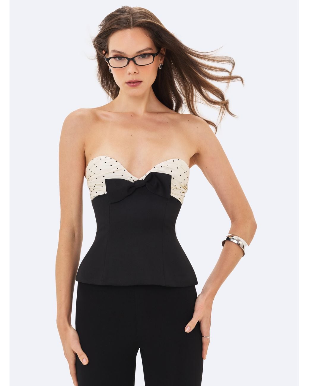 Miss Circle New York Blue Ulrike & Polka Dot Sweetheart Peplum Top