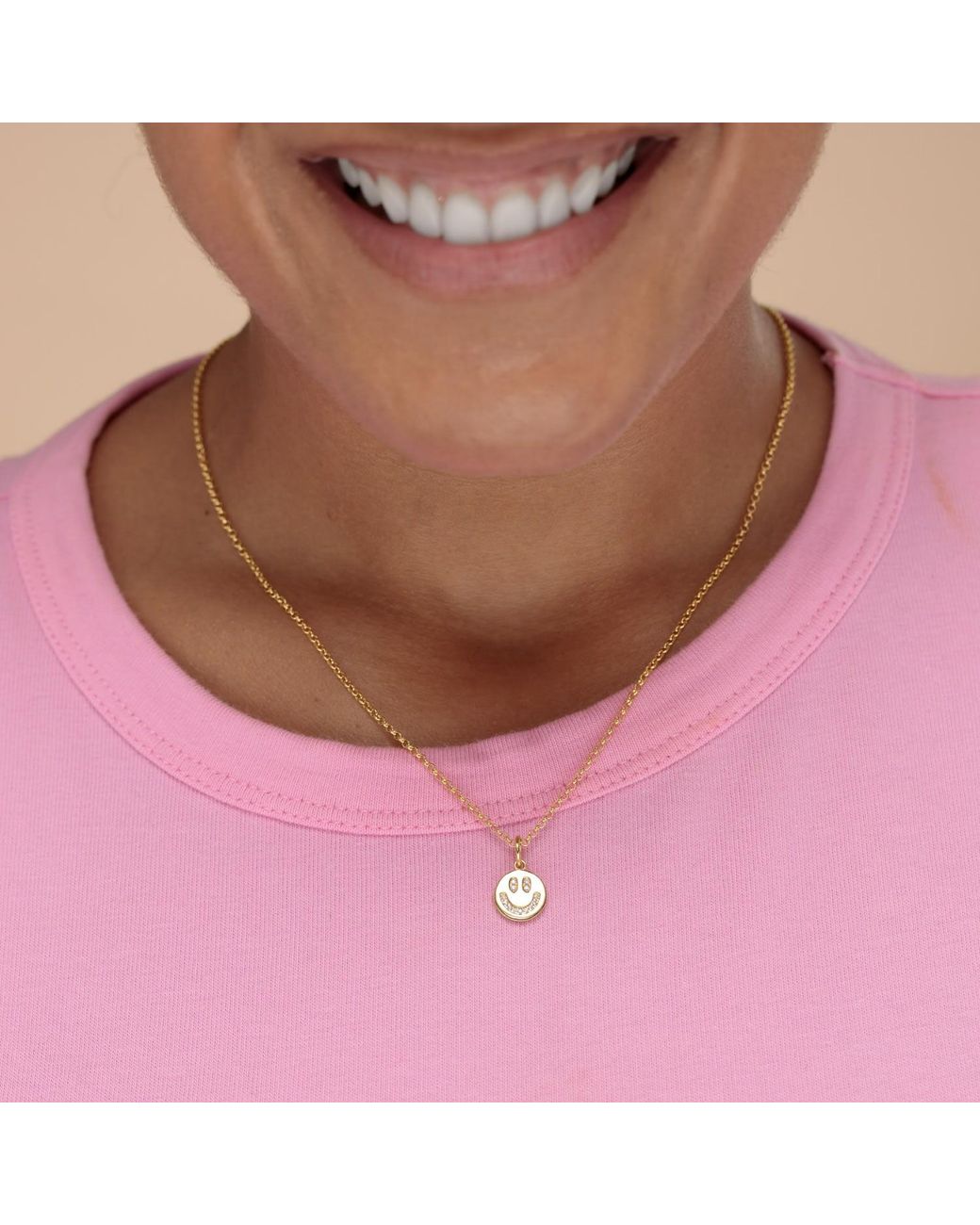 Scream Pretty Metallic Smiley Face Charm Necklace