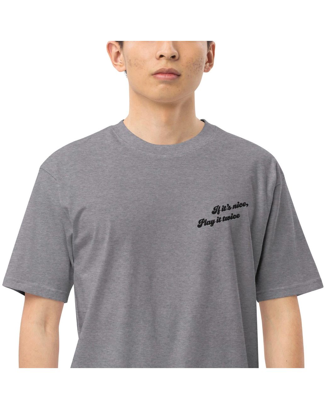 Anchor and Crew Gray Heather If It's Nice Play It Twice Disco! Cotton Embroidered Oversized T-Shirt for men