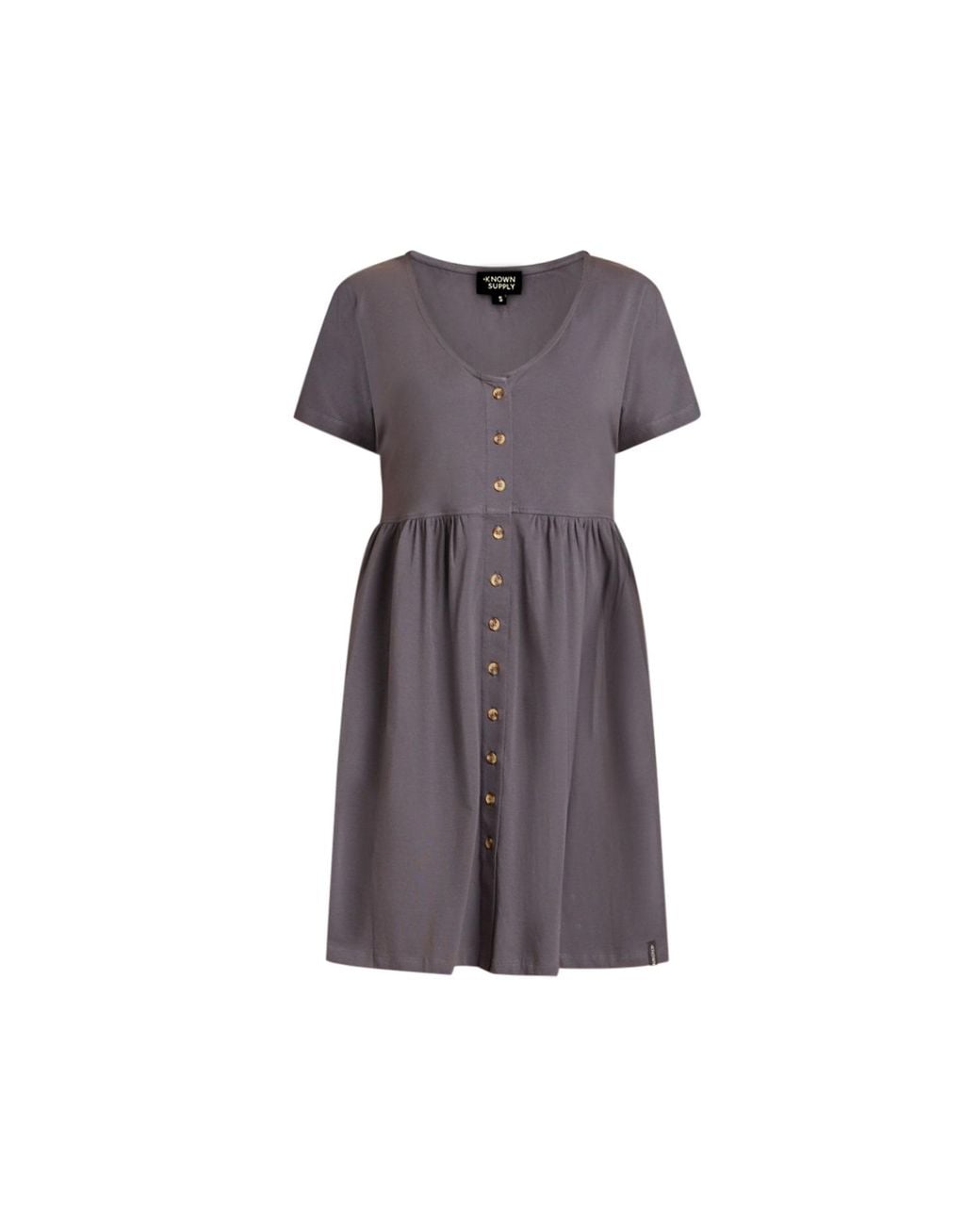 Known Supply Purple Cotton Button Up Dress