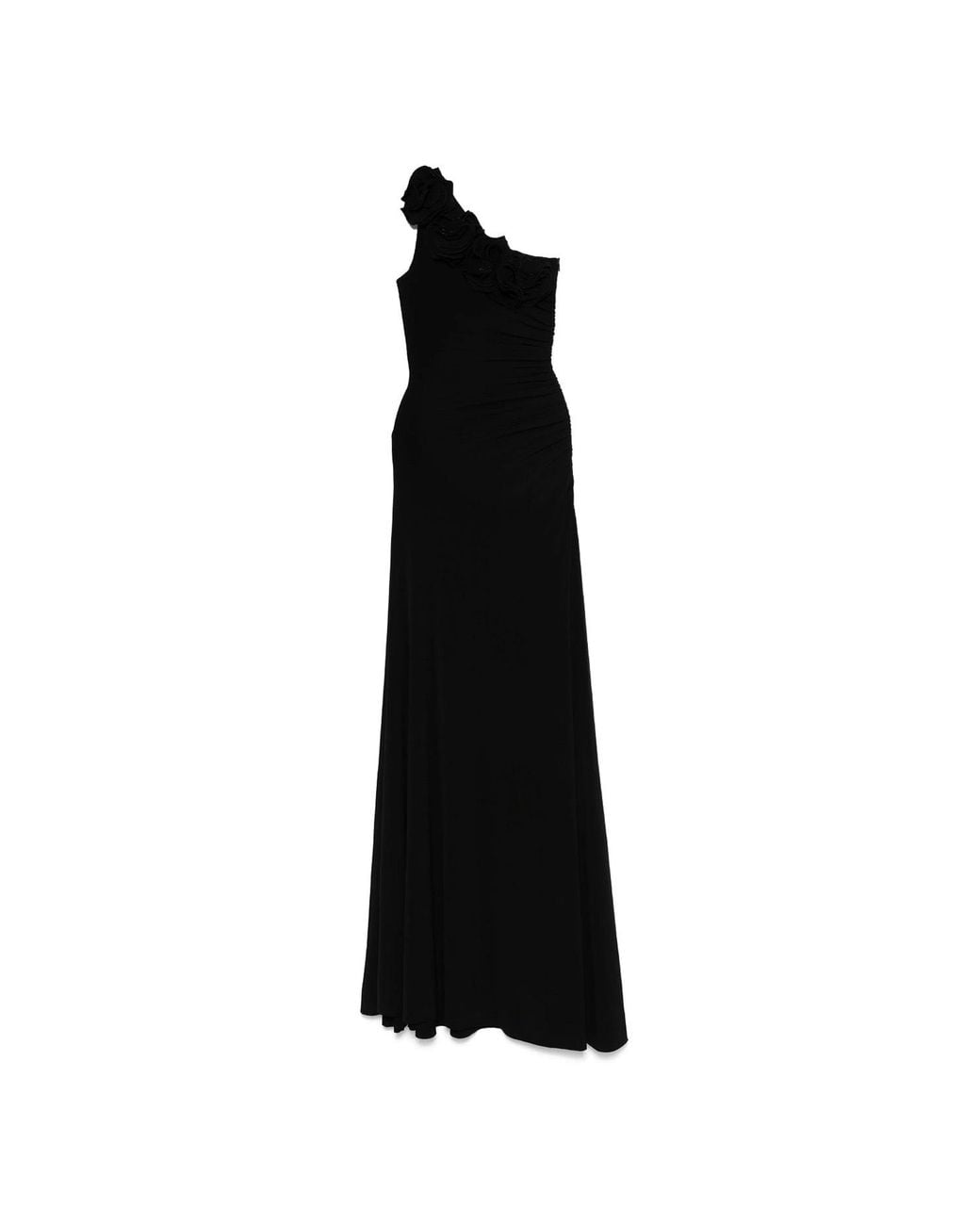 Nissa Black Floral-Appliqué Jersey Maxi Dress