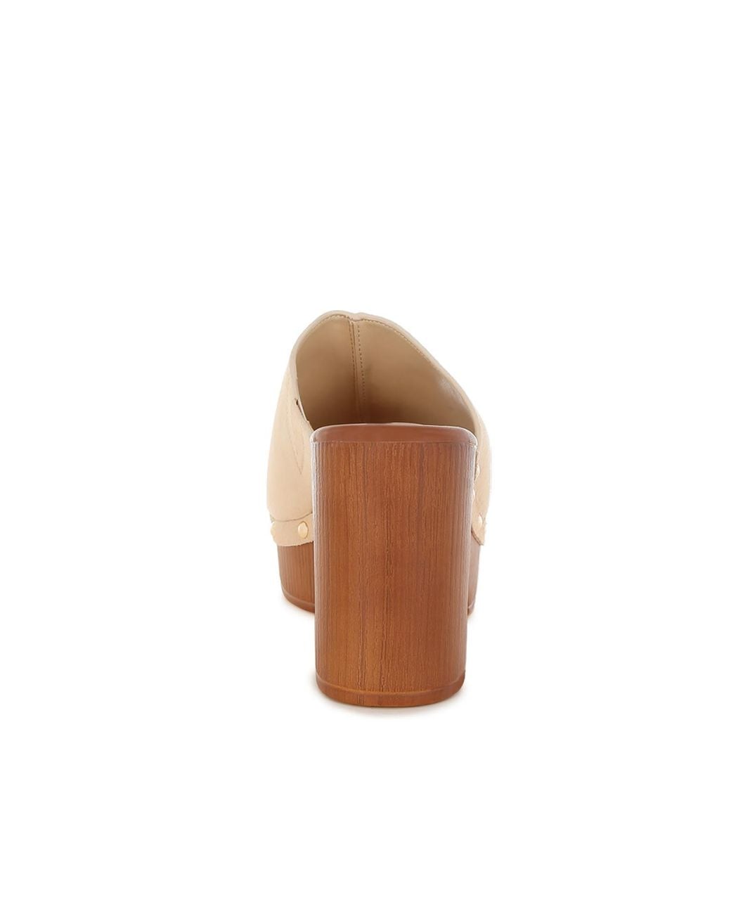 Rag & Co White Masaki Soft Suede Leather Wooden Clogs