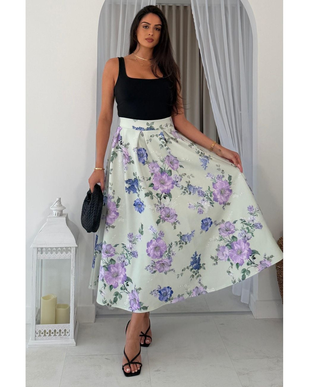 Girl In Mind Blue Kristen Midi Skater Skirt