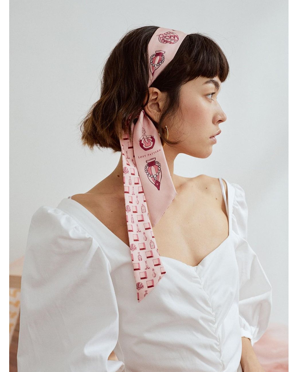 Lost Pattern Red Amora Silk Skinny Scarf