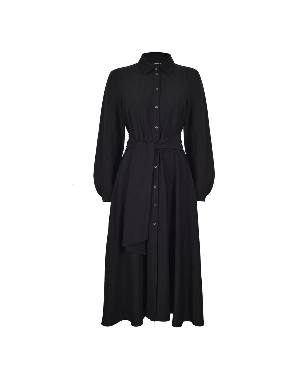 Oh!Zuza Black Echo Midi Shirt Dress With Belt