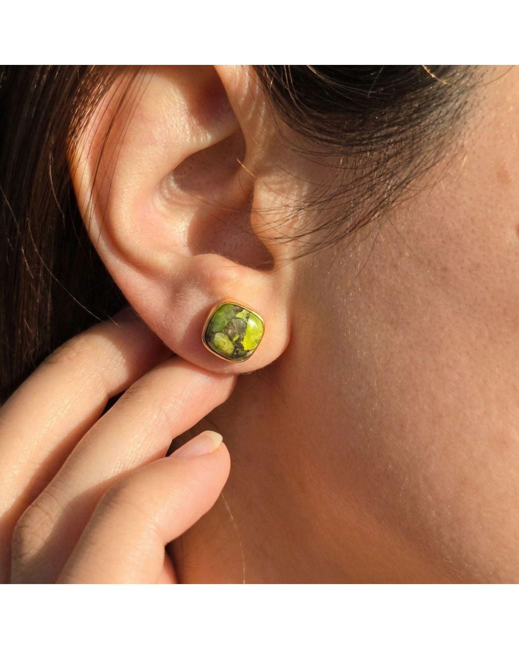 Sophelia Yellow Peridot August Birthstone Stud Mini Plated Earrings