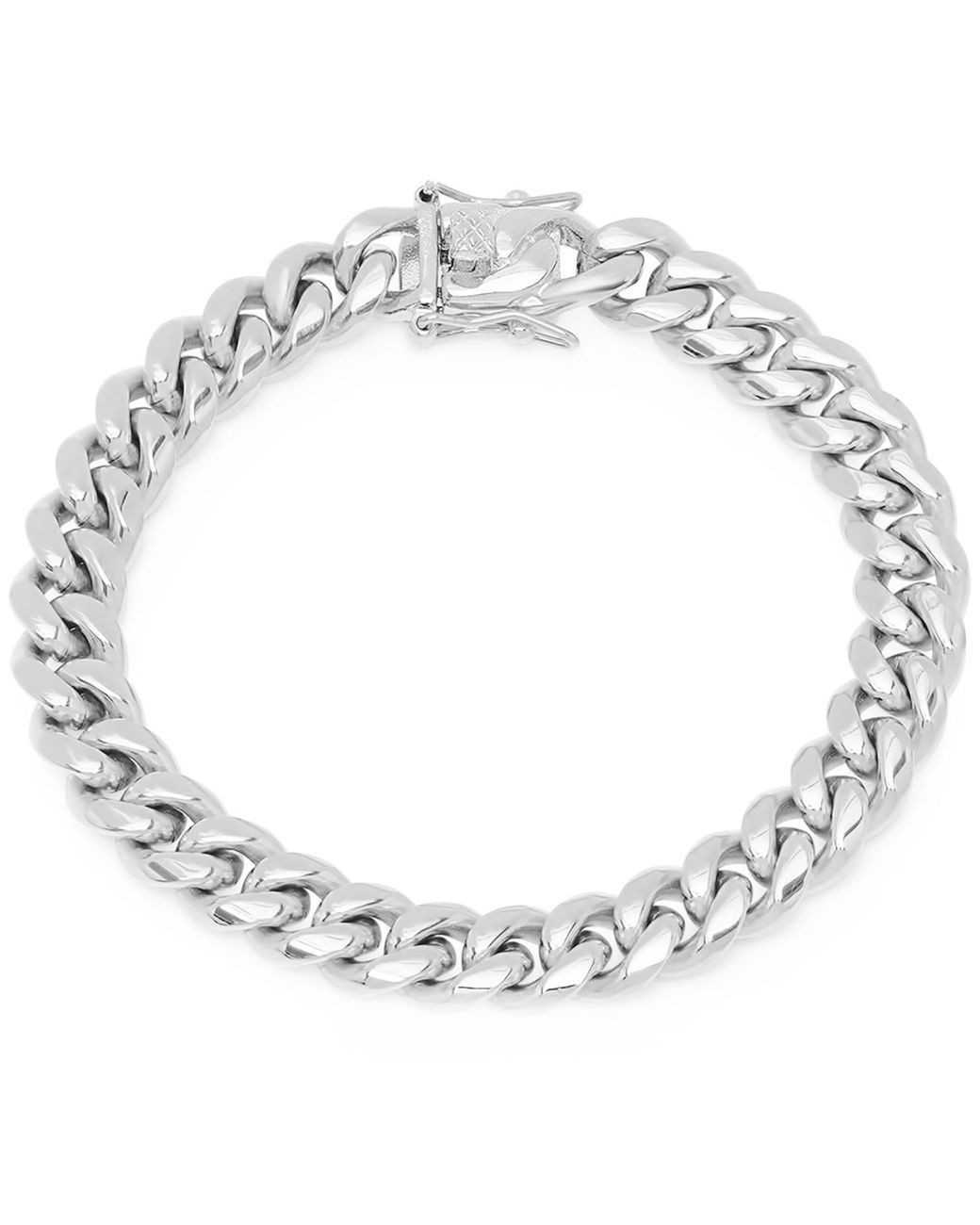 Steeltime Metallic Stainless Steel 10Mm Miami Cuban Bracelet With Box Clasp 8.5 Inch for men