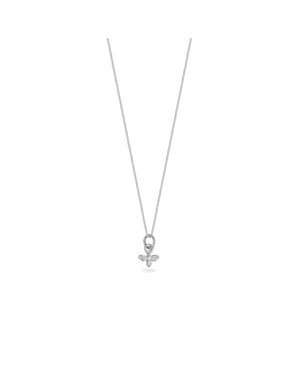 Lime Tree Design Metallic Mini Bee Charm Necklace Sterling Silver