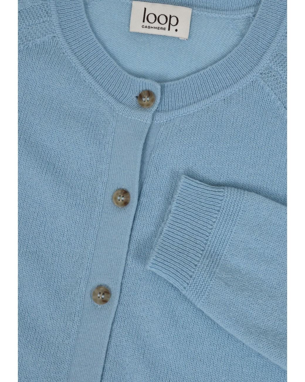 Loop Cashmere Featherweight Cardigan in Blue | Lyst UK