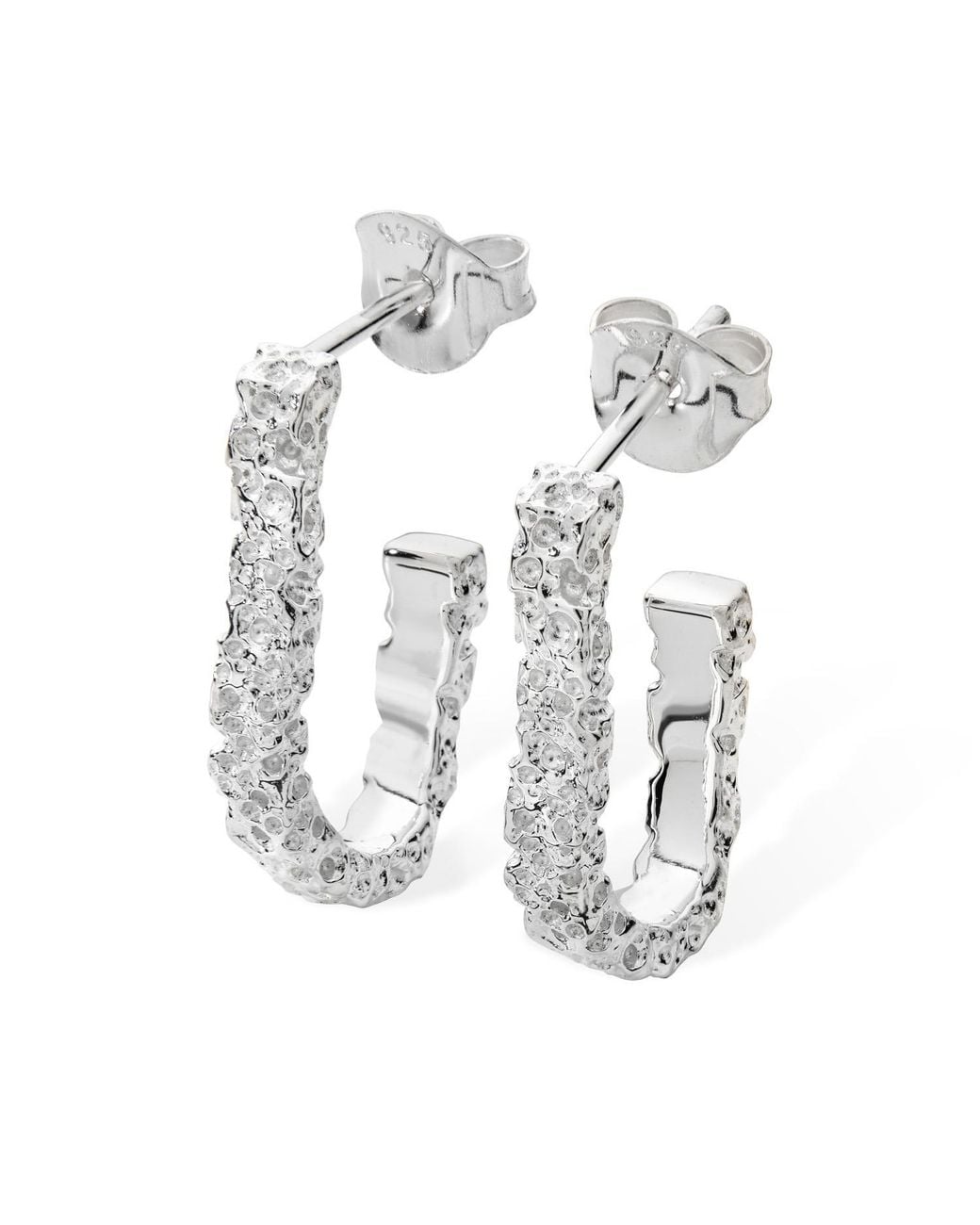 Lucy Quartermaine Metallic Solid Sterling Half Hula Hoop Earrings