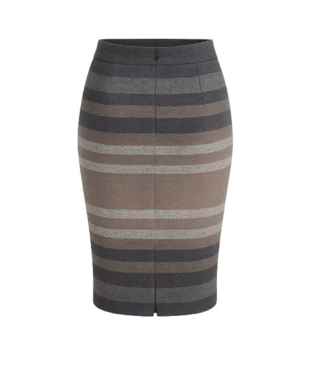 Conquista Gray Chic Striped Skirt
