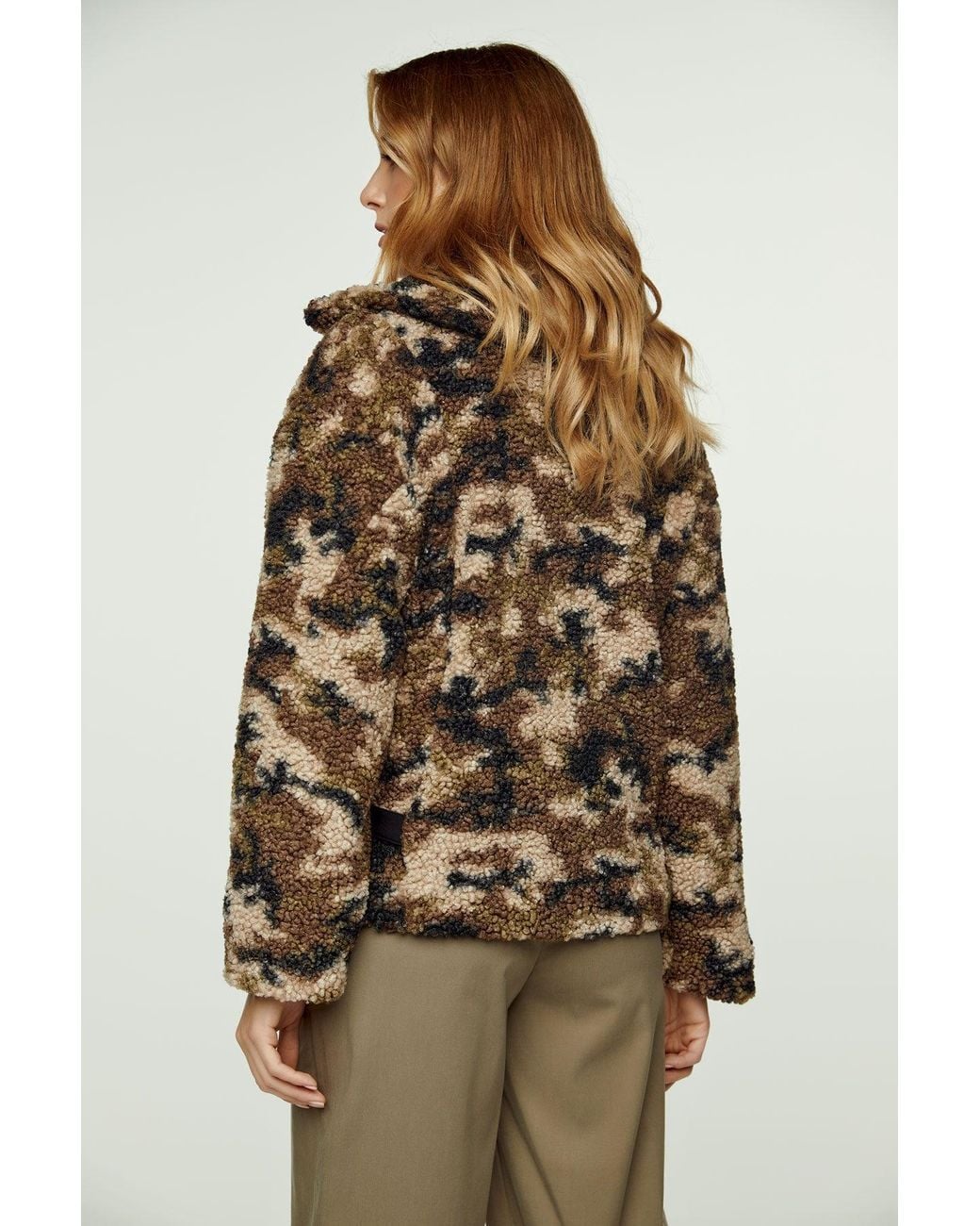 Conquista Black Print Faux Fur Button Jacket