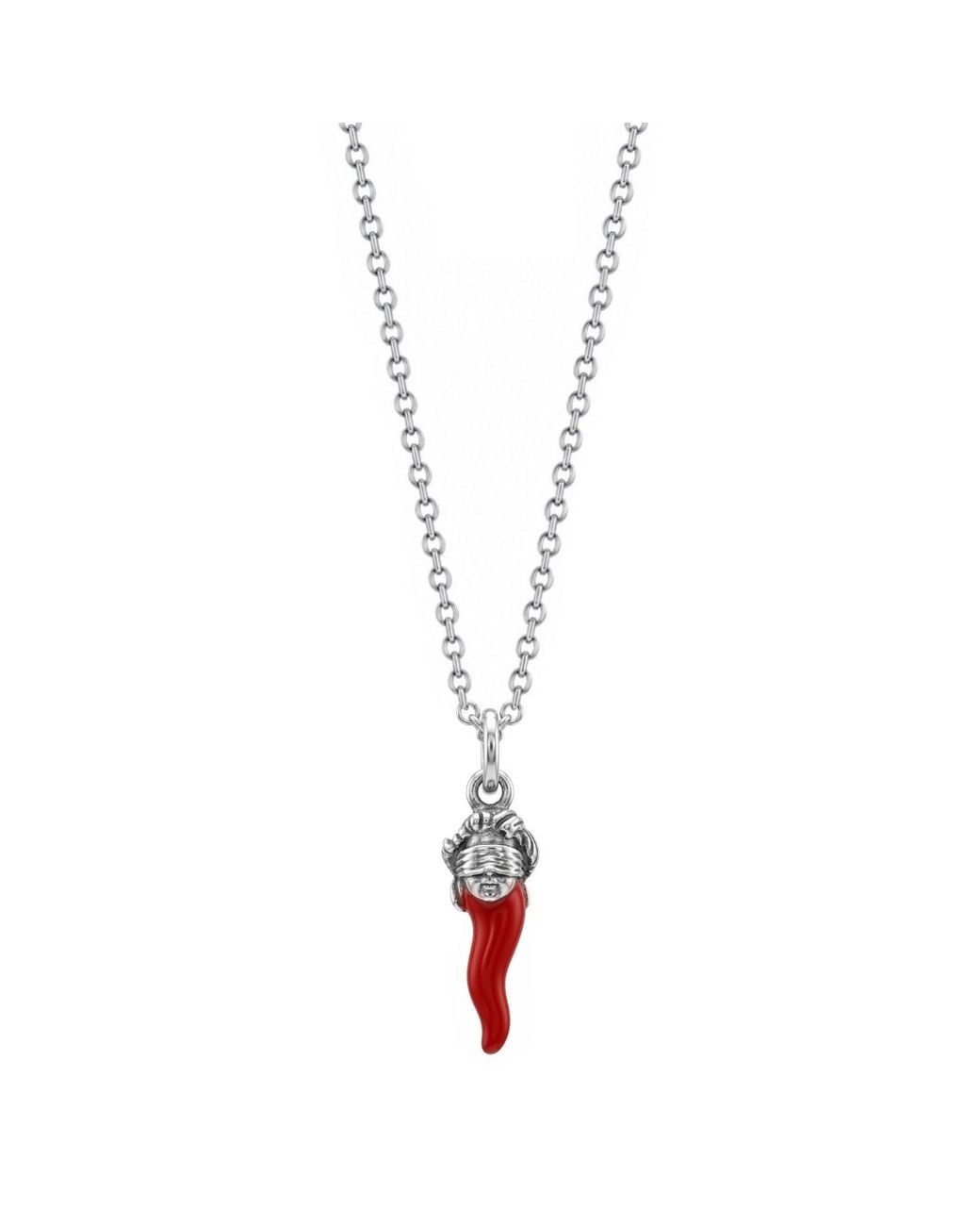 Unaloe Metallic Sterling See No Evil Italian Horn Pendant Necklace