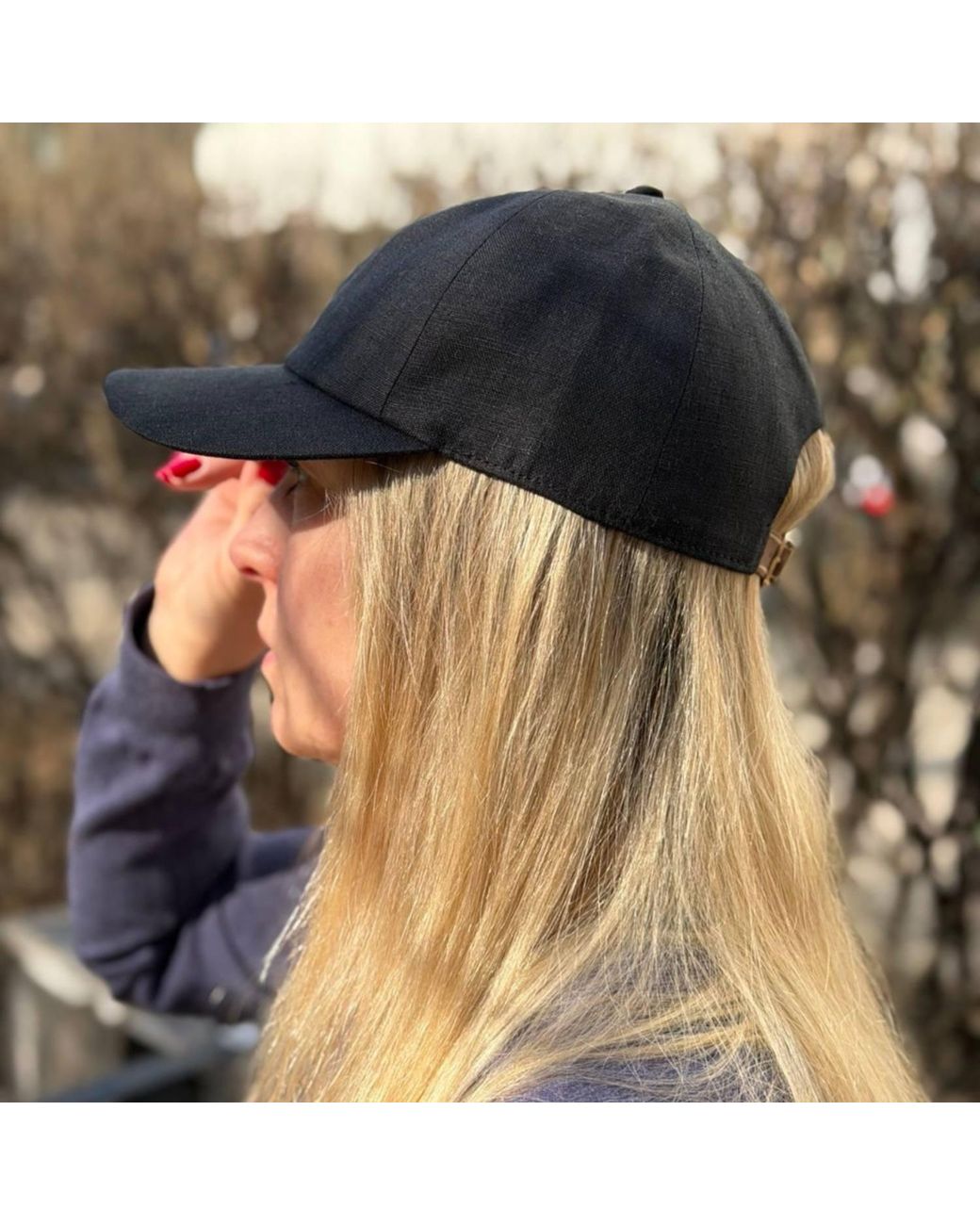Cachemio Black Deep Minimalist Linen Baseball Cap for men