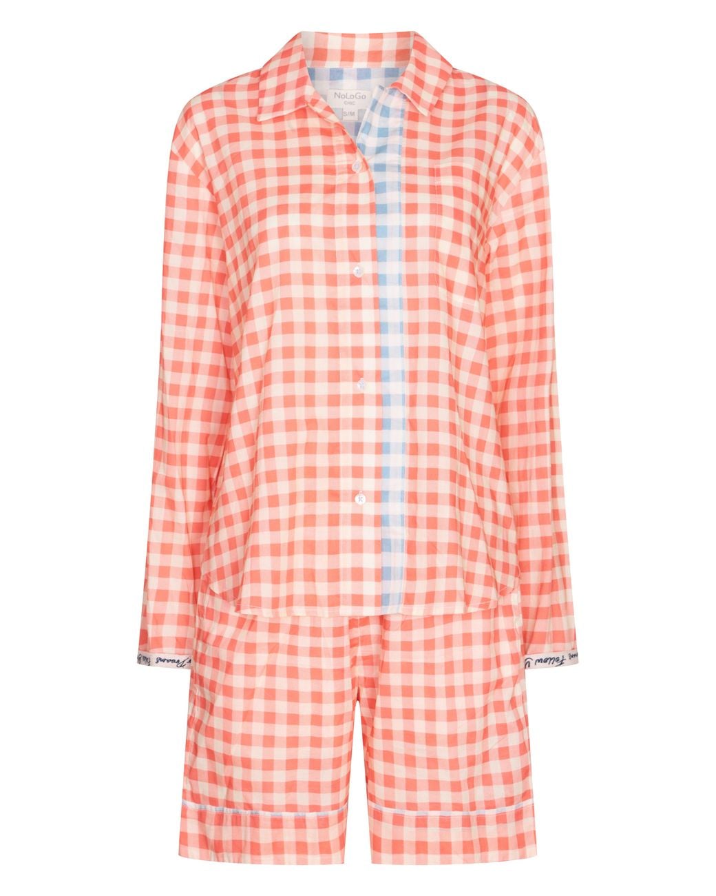 NoLoGo-chic Pink Gingham Set Shorts Pj Cotton