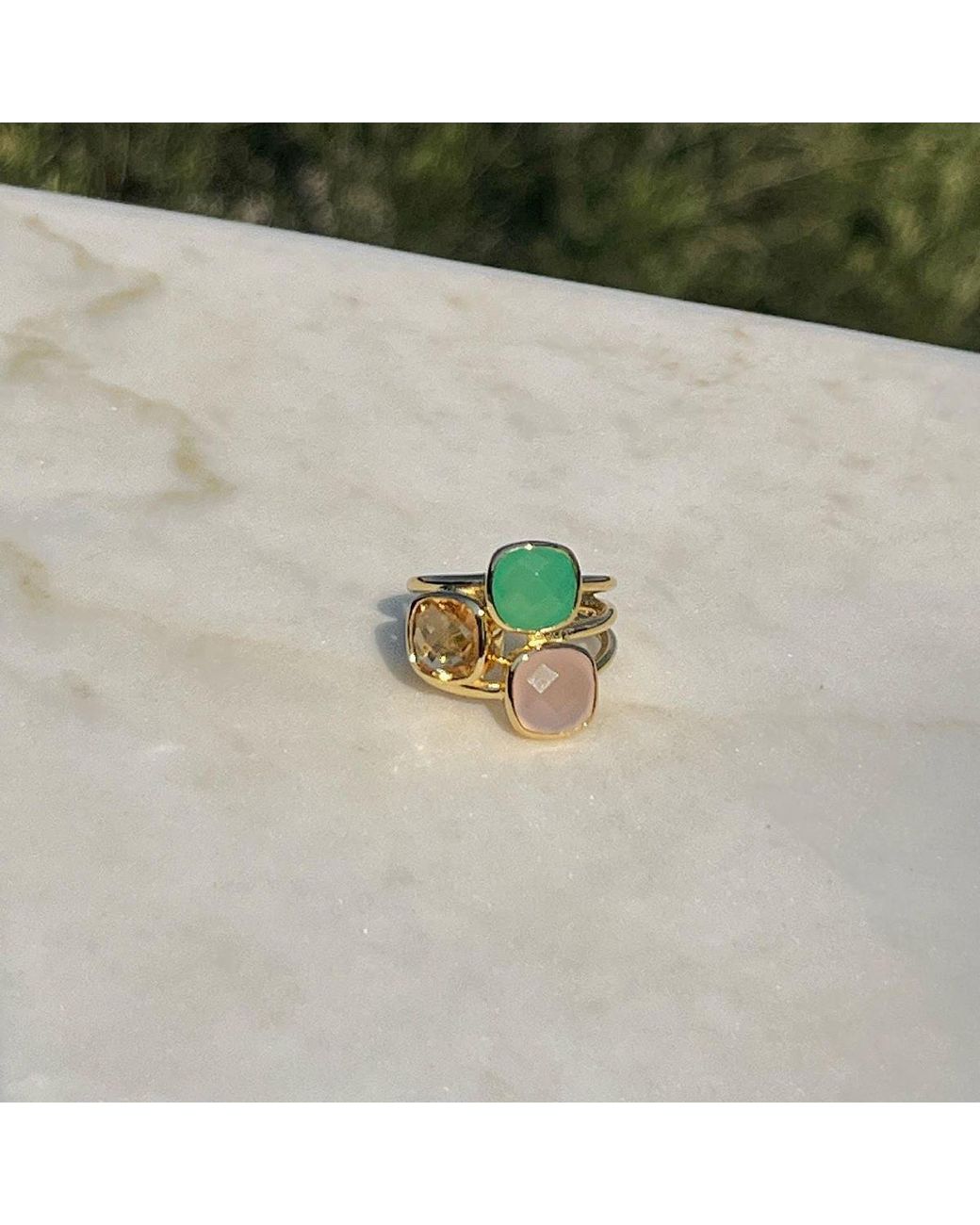 Auree Jewellery Blue Brooklyn Aqua Chalcedony Vermeil Ring