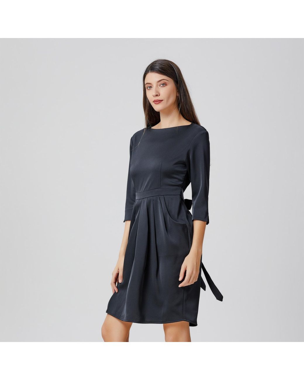 Smart and Joy Black Pegged Dress With Pleats