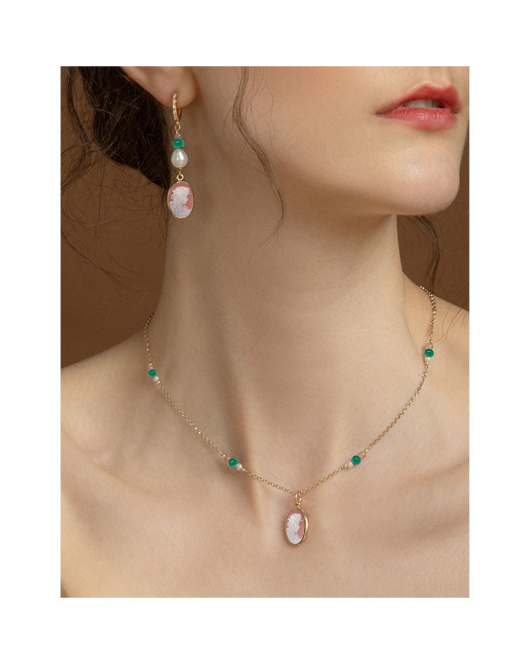 Vintouch Italy Metallic Little Lovelies-Plated Cameo Necklace